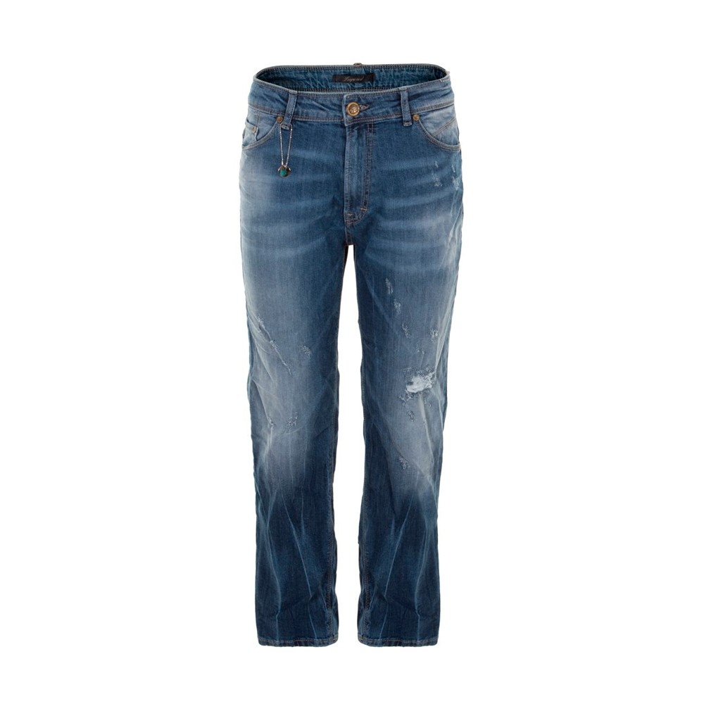 Imperial – jeans délavé con strappi e charms (euro 99)