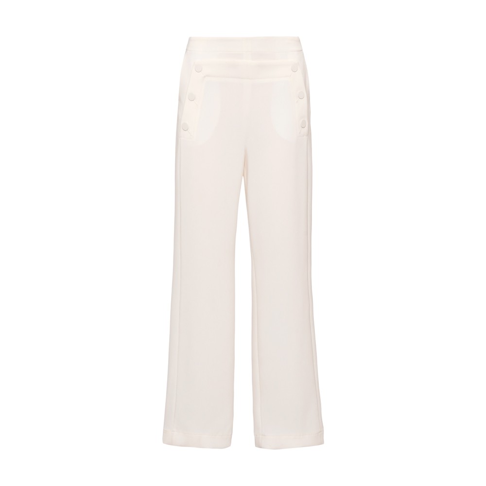 Pennyblack: pantaloni bianchi con bottoni tono su tono (129 euro)