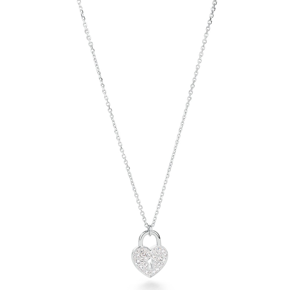 Brosway – Collana in acciaio 316L con pendente a forma di lucchetto a cuore e cristalli Swarovski Elements (49 CafèNoir)