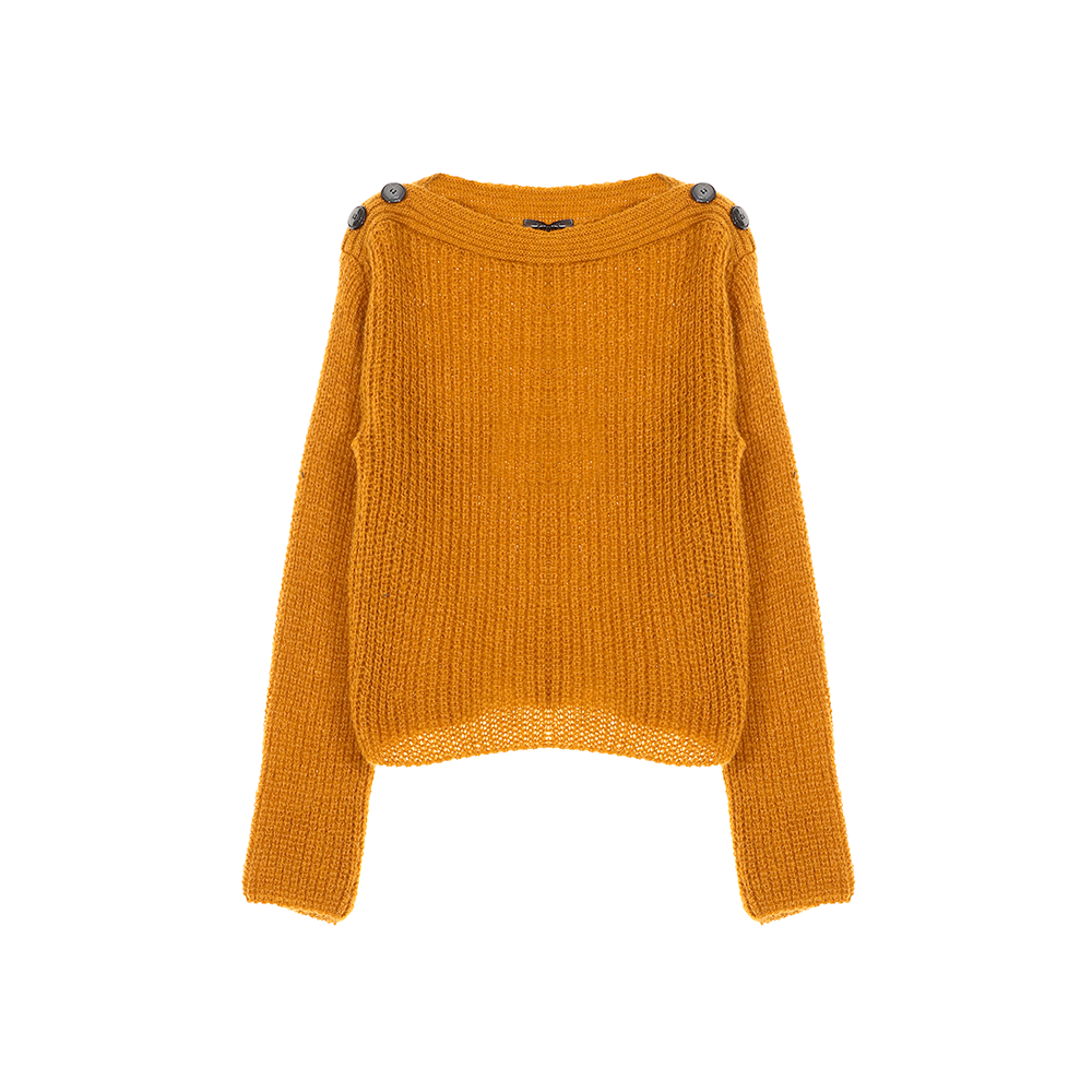 Please – Maglione arancione con dettagli sulle spalle (euro 69)