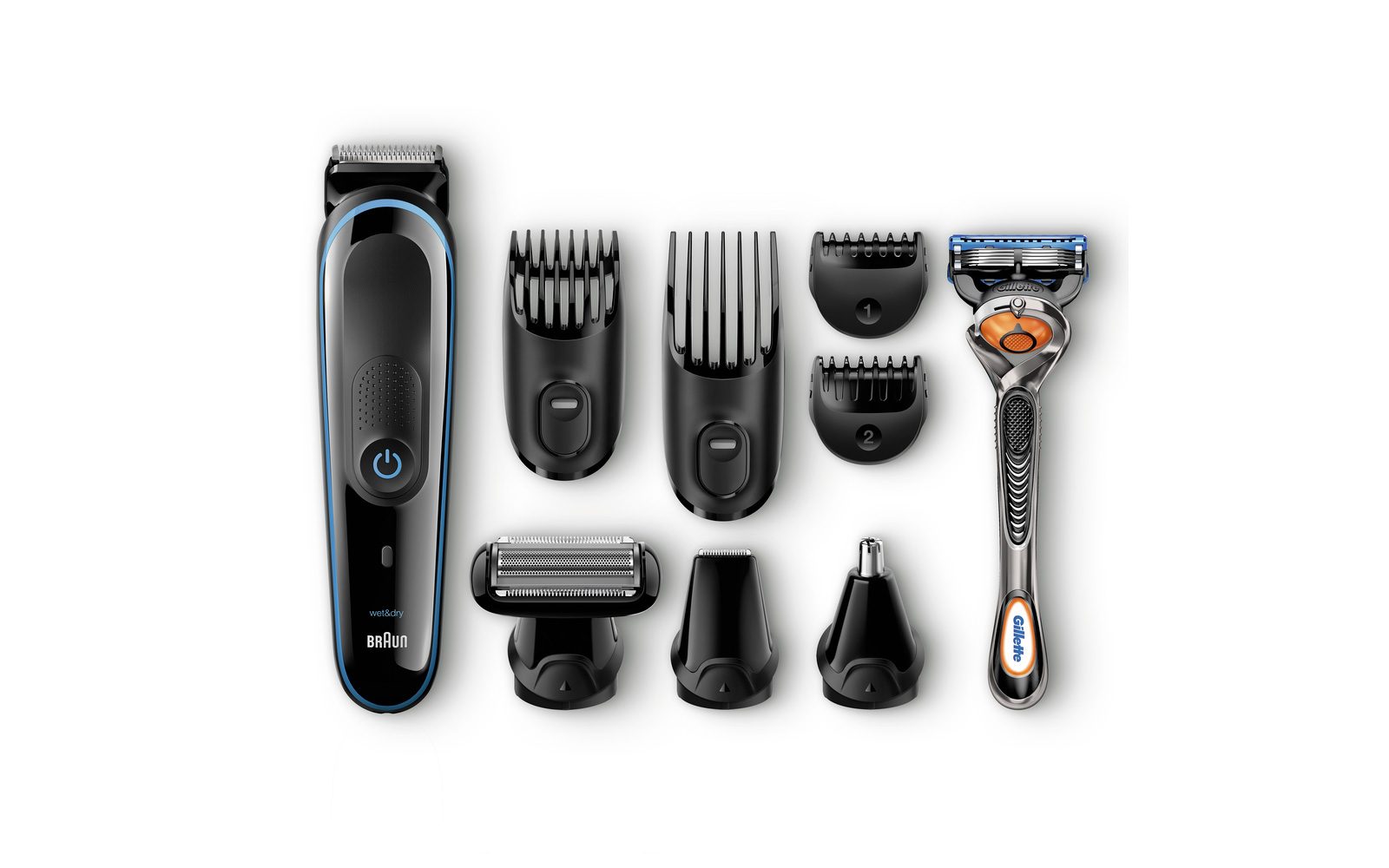 Il kit perfetto per lo styling della barba e non solo. Grazie ai suoi accessori MultiGroomer MGK3080 di Braun (negozi specializzati, 74,99 euro) consente di sistemare la barba come più si desidera ma anche di regolare i capelli, rifinire naso e orecchie e rasare il corpo.