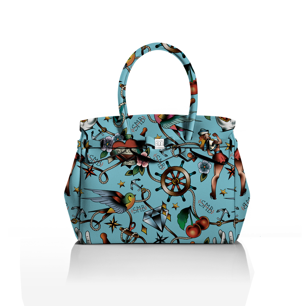 Save My Bag – borsa “Miss” in poly-fabric con Lycra°, stampa Tattoo euro 84 www.savemybag.it