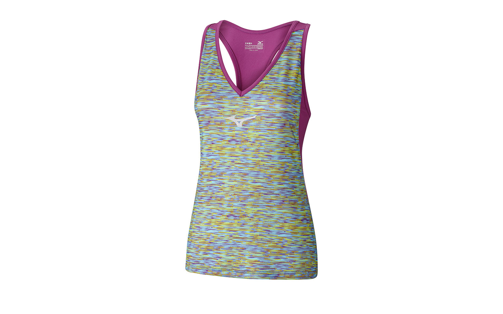 Mizuno Printed Tank, top con scollo a V a taglio all’americana sul retro, in tessuto leggero e performante, euro 45