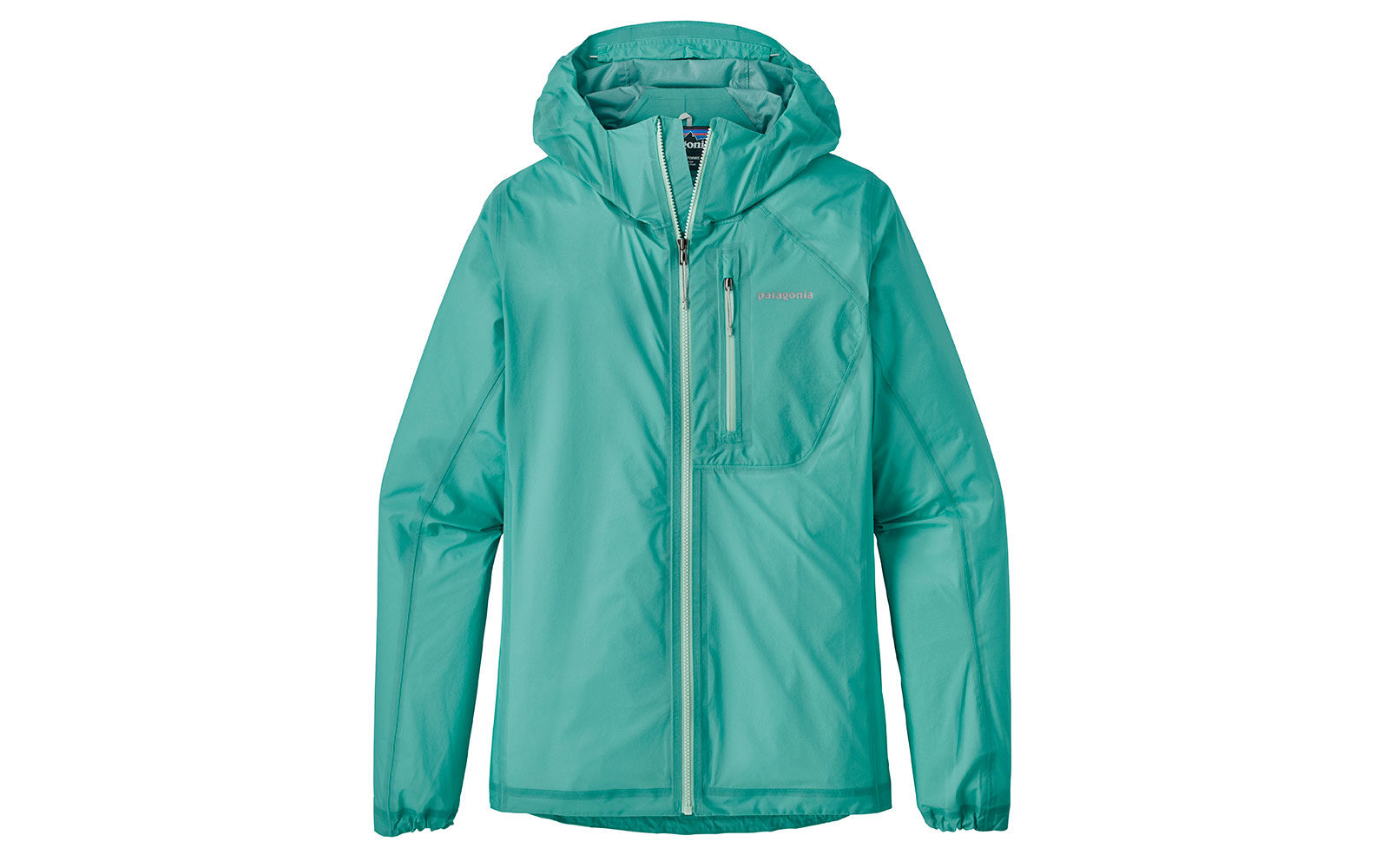 Patagonia W Storm Racer Jacket, superleggera in nylon ripstop 3 strati, con fodera interna in morbido tricot e tasca sul petto per contenere il capo ripiegato, euro 280