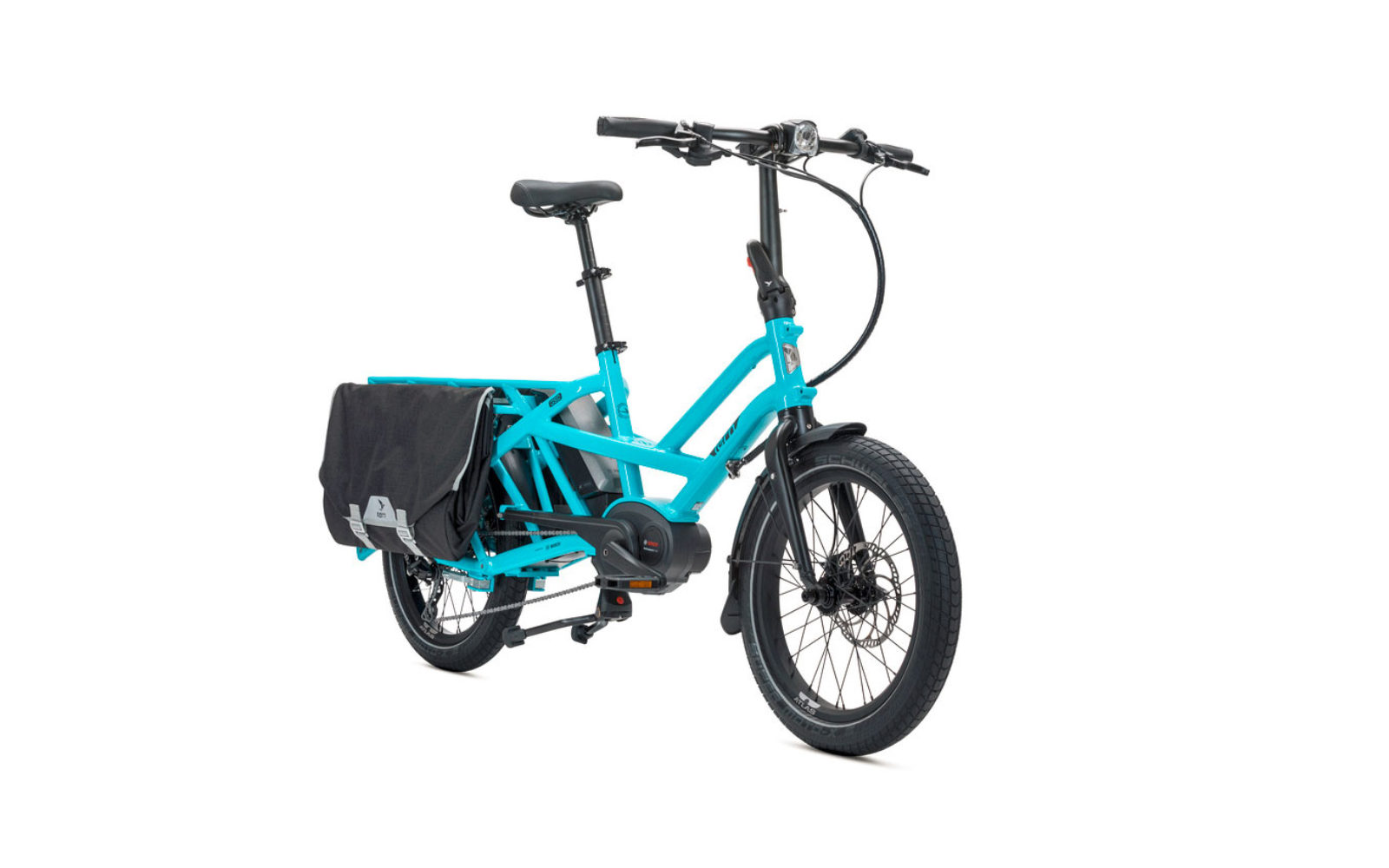 Tern GSD, una bici ‘cargo’ per il trasporto urbano e il viaggio (progettata per un adulto e 2 bambini o il bagaglio) dimensioni di una city bike, compattabile, motore Bosch a doppia batteria (autonomia 250 km), euro 4200 borse incluse