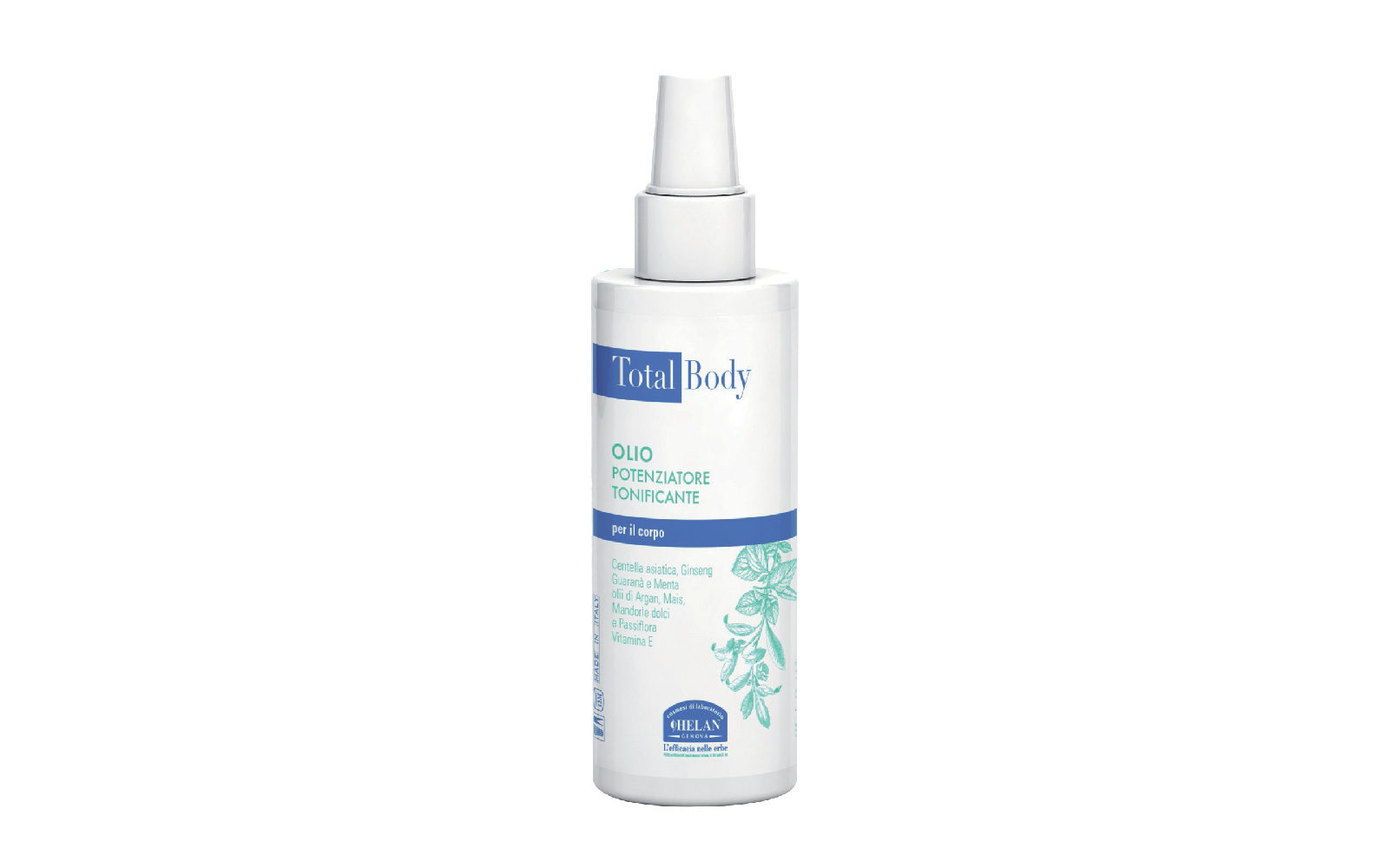 Total Body Olio Potenziatore Tonificante di Helan stimola la riparazione dei tessuti e ne ottimizza tonicità ed elasticità (erboristeria,  22 euro).