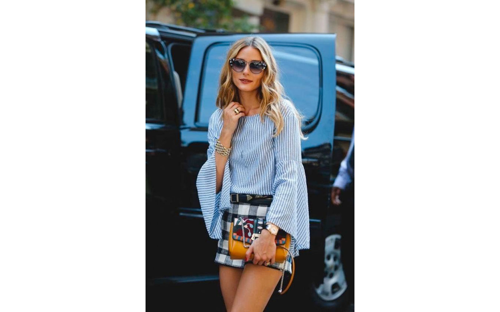 Oliva Palermo Street Style – minigonna in checks e blusa di cotone a righe