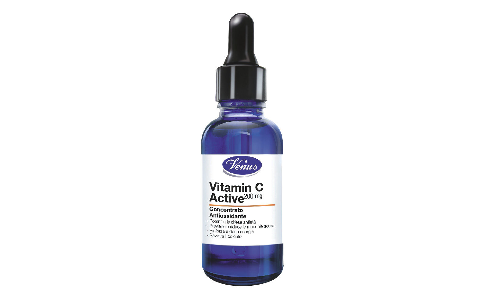 Venus Vitamine C Active è un concentrato antiossidante che stimola la produzione di collagene e uniforma la pelle (grande distribuzione, 10,99 euro).