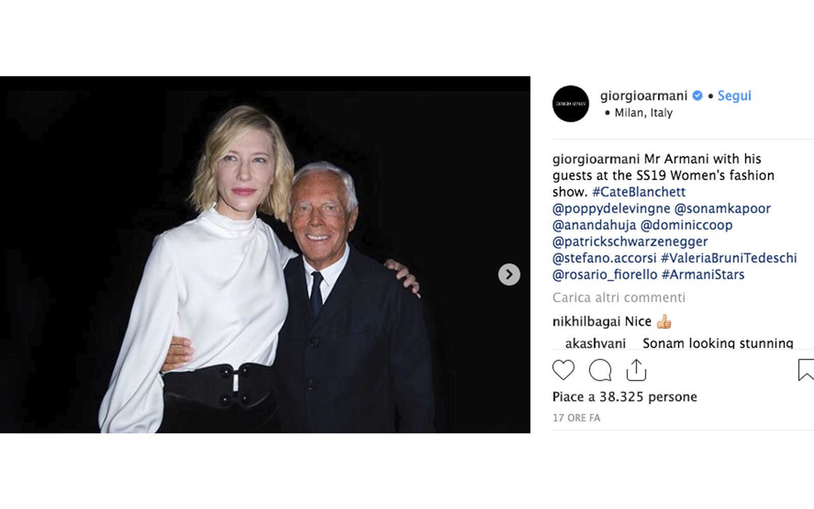 Cate Blanchett e Giorgio Armani