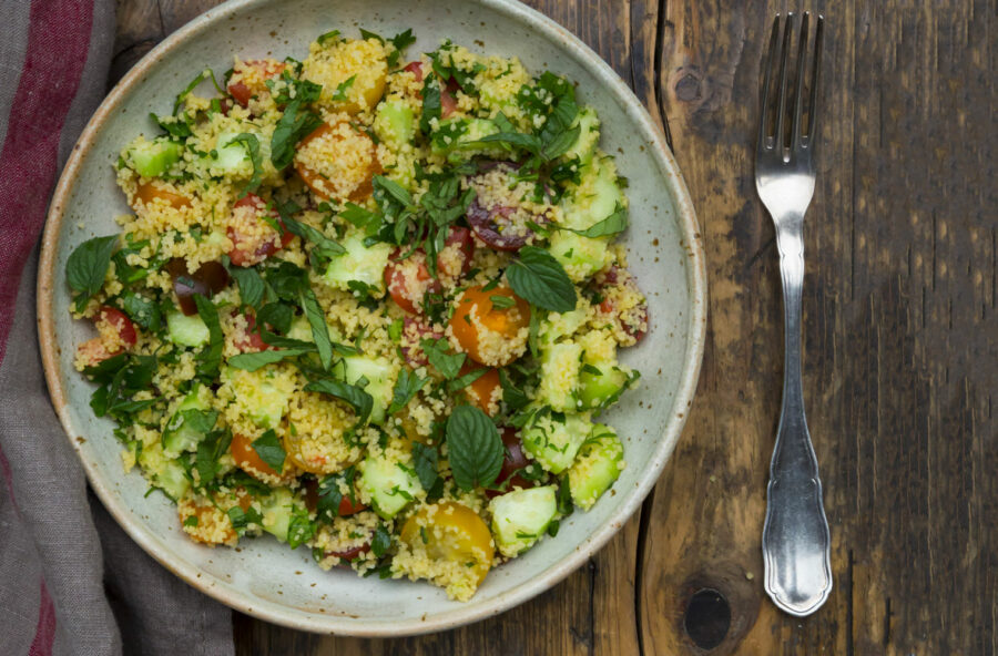 Tabuleh con pomodorini e cetrioli