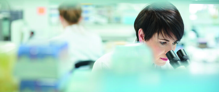 female scientist in a busy research lab female scientist in a busy research lab