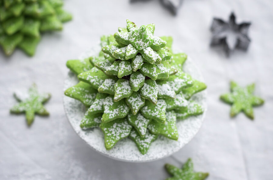 Alberelli di biscotti al tè matcha