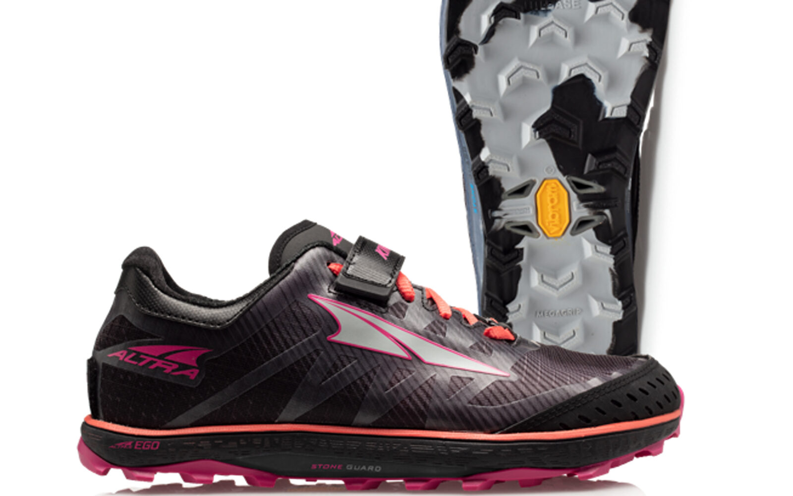 Altra King MT 2, con tecnologia Vibram Litebase che riduce del 30% il peso della suola, aderenza su tutti i terreni, ammortizzazione, reattività, stabilità e precisione. Euro 160
