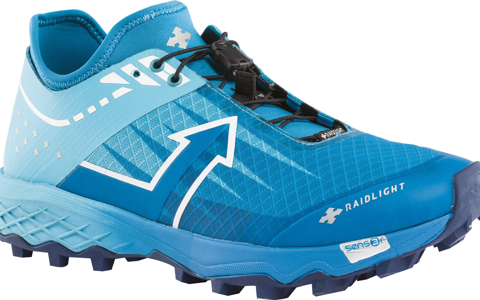 RaidLight Revolutiv, modello per runner esigenti, leggera, aderente su ogni terreno, ammortizzata, precisa e reattiva, allacciatura SpeedLace. Euro 150