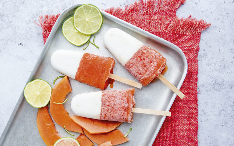 ghiaccioli al cocco e papaya