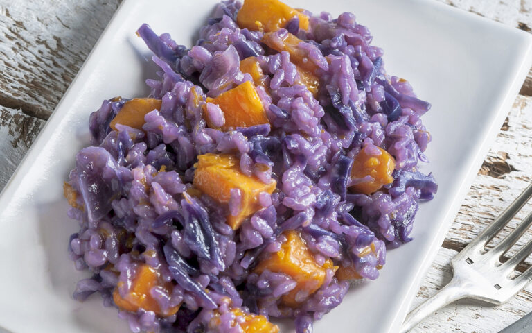 risotto con cavolo rosso e zucca