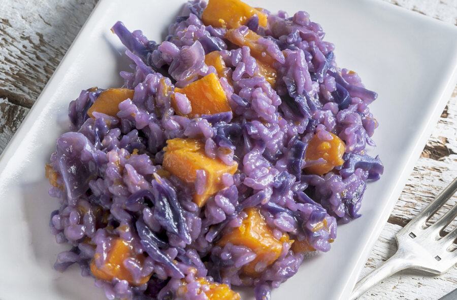 Risotto al cavolo rosso e zucca