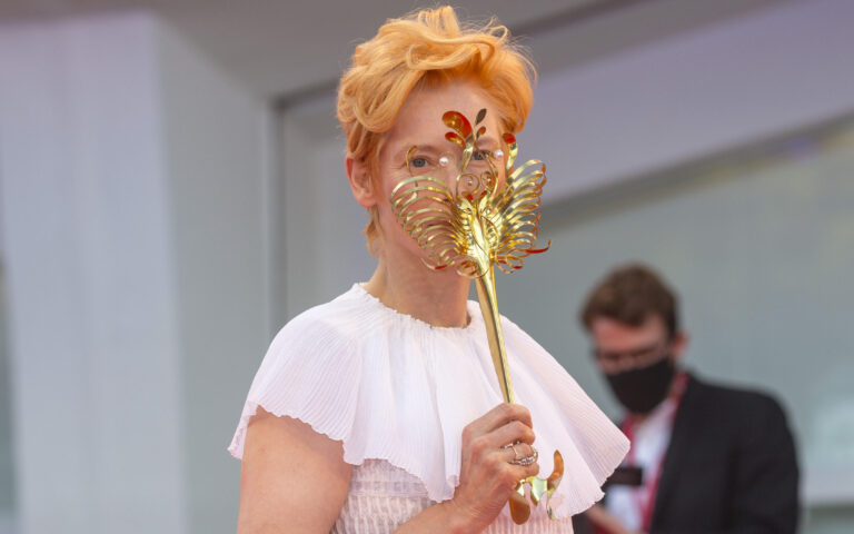 Tilda Swinton attends the opening night premiere of 'Lacci' during the 77th Venice Film Festival at Palazzo del Cinema on the Lido in Venice, Italy, on 02 September 2020. | usage worldwide Tilda Swinton attends the opening night premiere of 'Lacci' during the 77th Venice Film Festival at Palazzo del Cinema on the Lido in Venice, Italy, on 02 September 2020. | usage worldwide