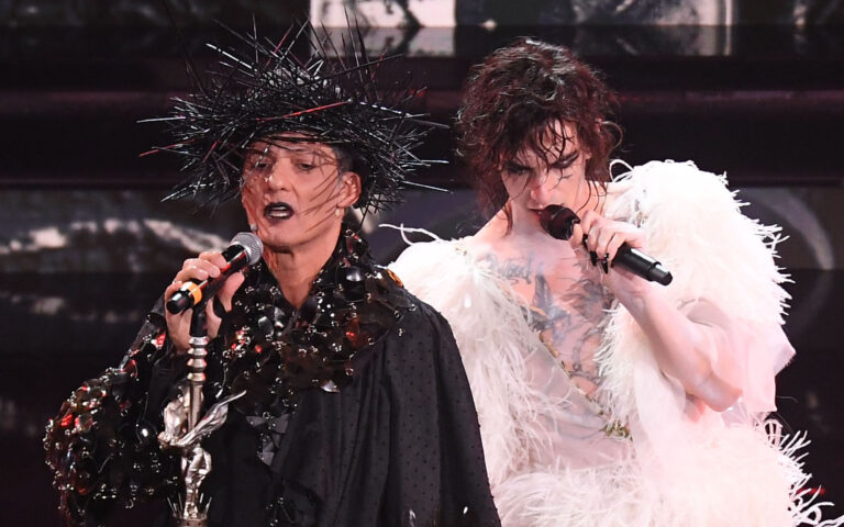 Sanremo, 71° Festival della Canzone Italiana. Quarta Serata. Nella foto Achille Lauro e Fiorello Sanremo, 71° Festival della Canzone Italiana. Quarta Serata. Nella foto Achille Lauro e Fiorello