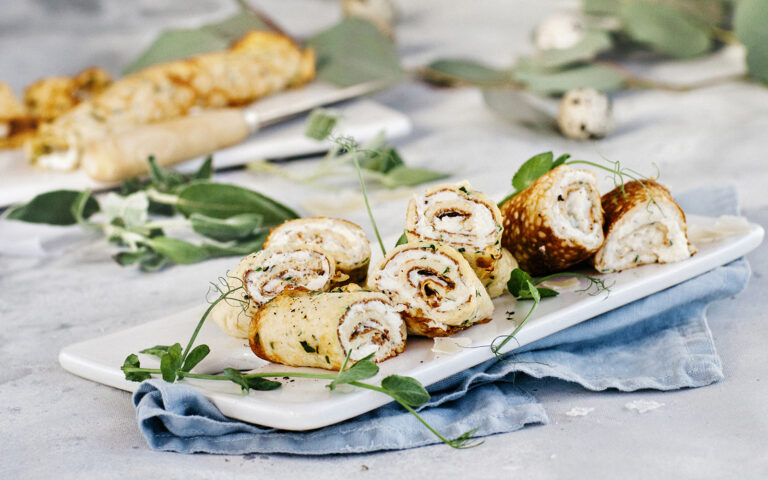 Easter omelette roll-ups with ricotta and herb filling Easter omelette roll-ups with ricotta and herb filling