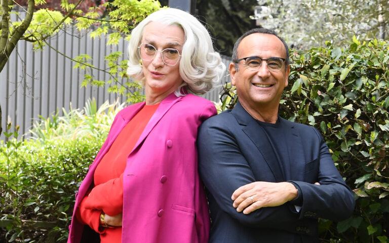 Roma : Rai Viale Mazzini . Photocall 67 edizione de David di Donatello . Nella foto :  Drusilla Foer , Carlo Conti