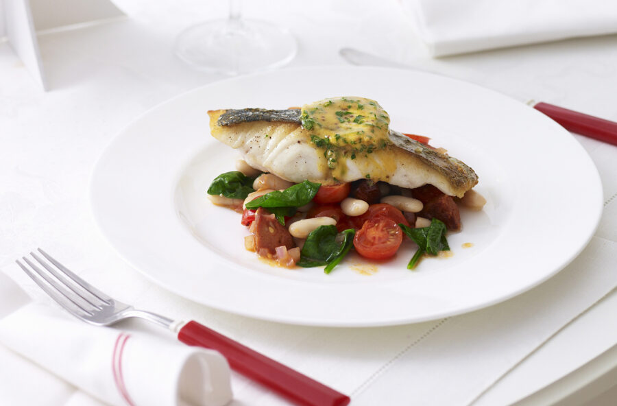 Dentice con senape e insalata calda