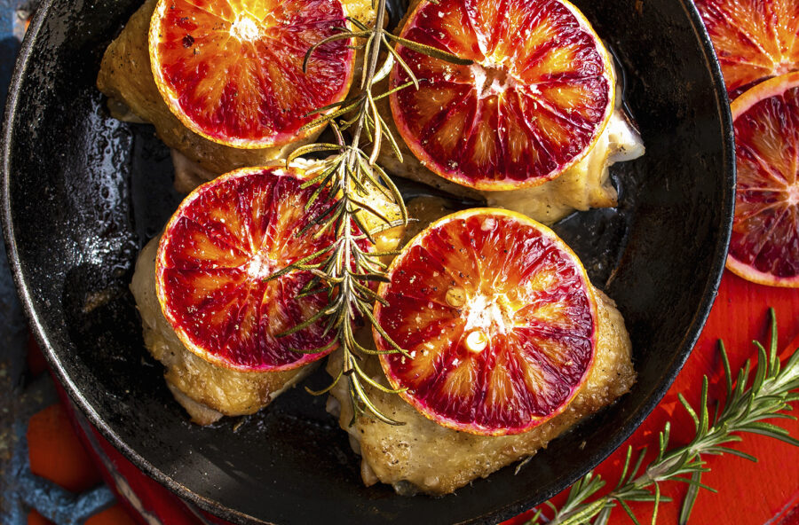 Pollo arrosto profumato all’arancia e rosmarino