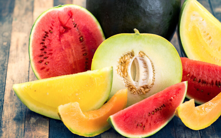 Fresh watermelons and melons
