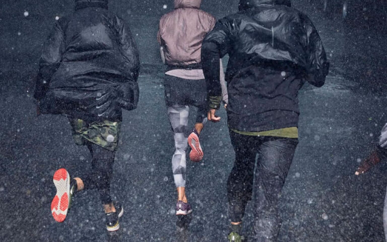 running - pioggia