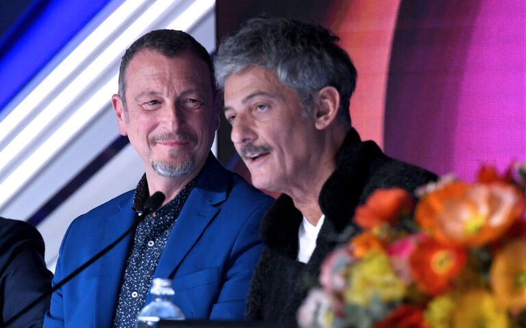 Sanremo, 74° Festival della Canzone Italiana  - Conferenza stampa Organizzazione Rai 1
- nella foto: Fiorello, Amadeus