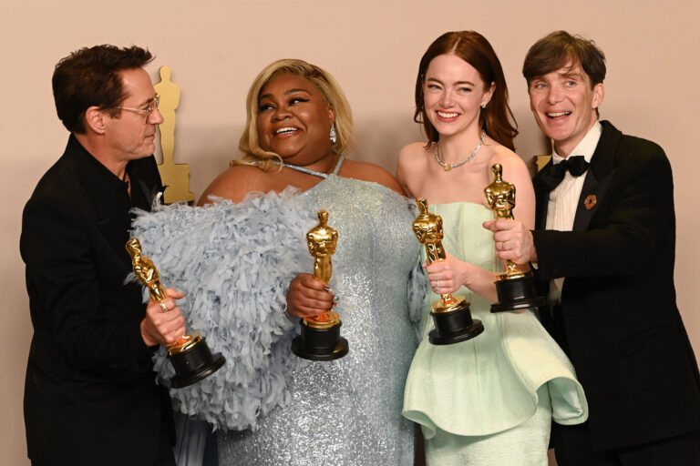 Mandatory Credit: Photo by David Fisher/Shutterstock (14370028li)
Actor In A Supporting Role - Robert Downey Jr. - Oppenheimer as Lewis Strauss, Actress In A Supporting Role - Da'Vine Joy Randolph - The Holdovers as Mary Lamb, Actress In A Leading Role - Emma Stone - Poor Things as Bella Baxter and Actor In A Leading Role - Cillian Murphy - Oppenheimer as J. Robert Oppenheimer
96th Annual Academy Awards, Press Room, Los Angeles, California, USA - 10 Mar 2024