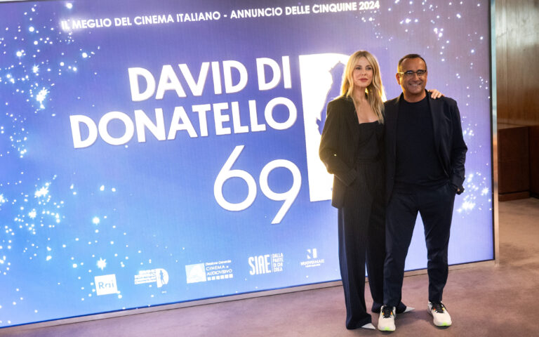 Roma. 3 Aprile 2024. RAI Viale Mazzini
Presentazione dei David di Donatello 2024.In foto:   Carlo Conti e Alessia Marcuzzi