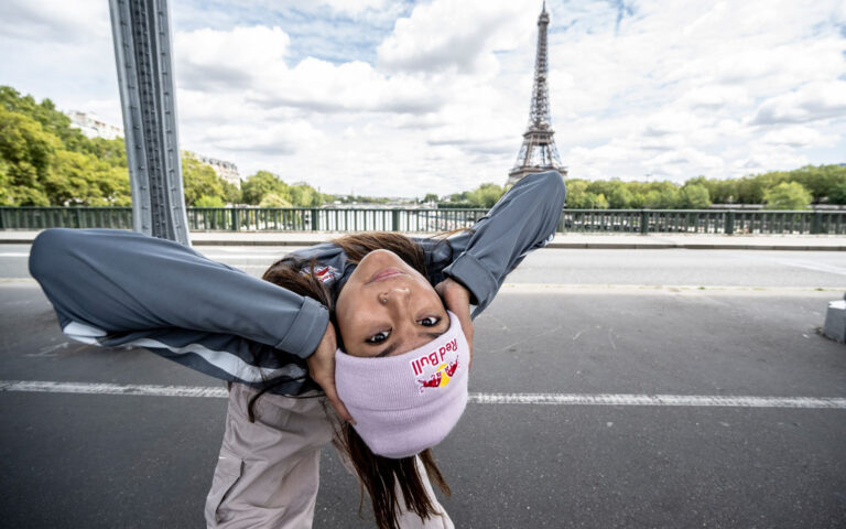 B-girl Logistx of the USA poses for a photo at Pont de Bir-Hakeim during the Red Bull BC One All Stars Paris take-over in Paris, France on August 8, 2023. // Dean Treml / Red Bull Content Pool // SI202308170052 // Usage for editorial use only //