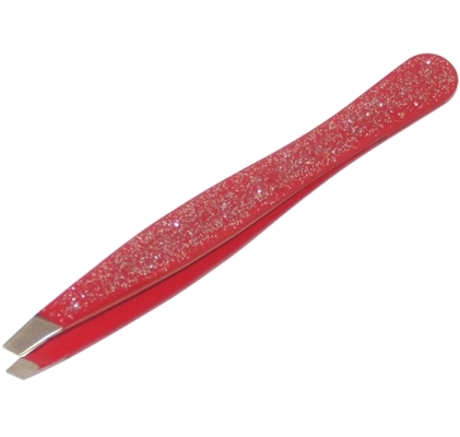 PINZETTA INOX GLITTER ROSSA