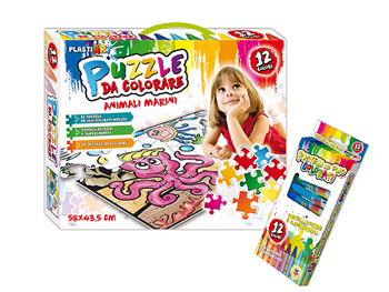 PUZZLE DA COLORARE ANIMALI 12P