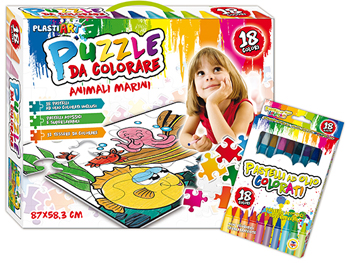 PUZZLE DA COLORARE ANIMALI 18P