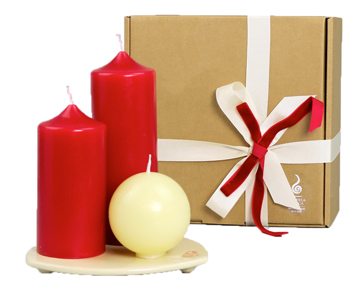 KIT CANDELE ROSSO BIANCO ANTIC