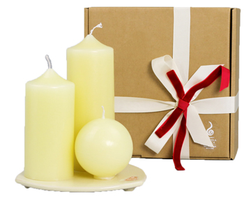 KIT CANDELE BIANCO ANTICO 3PZ