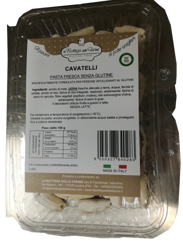 CAVATELLI S/GLUT S/LATTE 200G