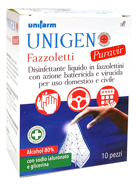 UNIGEN PURAVIR FAZZOLETTI 10PZ