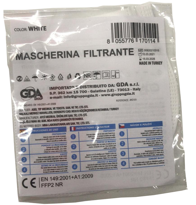 AYC101 MASCHERA FFP2 BIANCA 1P