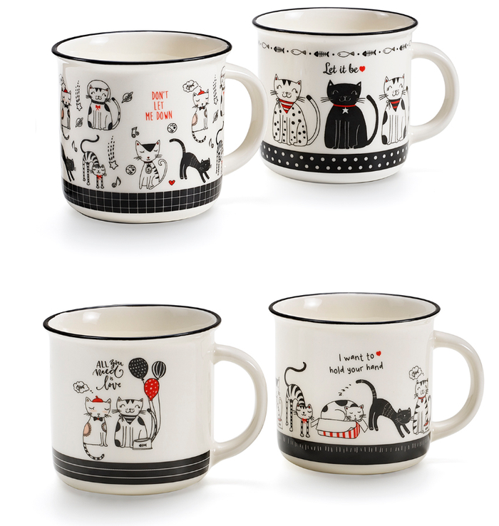 NEAVITA SET MUG SWINGING CAT4P