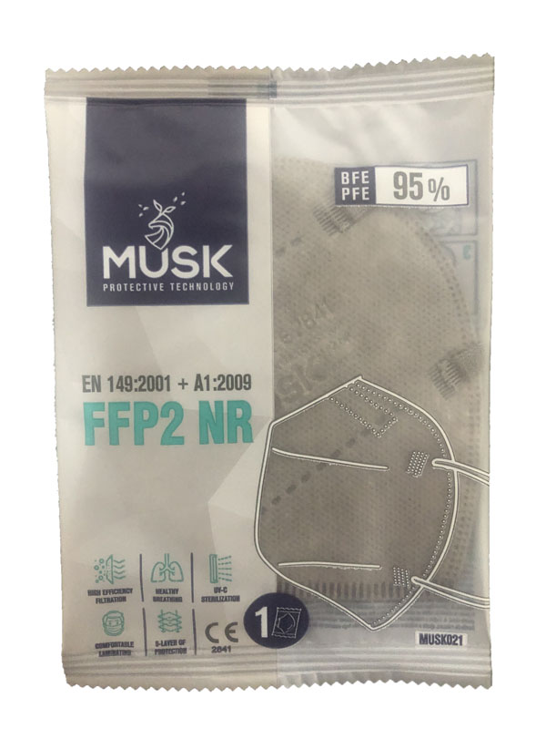 MUSK SEMIMASCHERA FFP2 GRI 1PZ