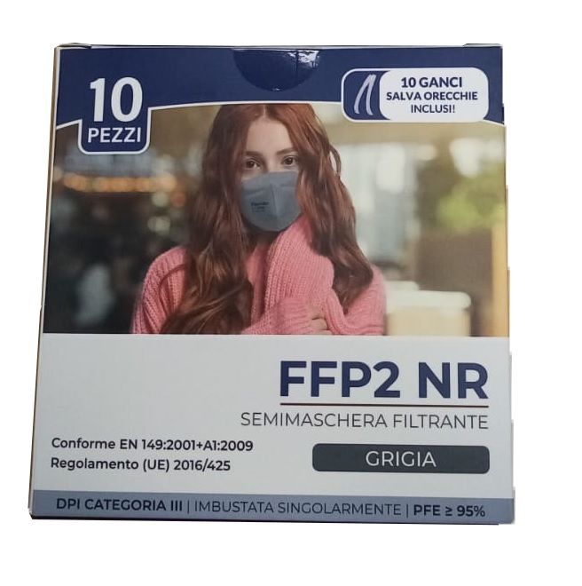 SEMIMASCHERA FFP2 NR GRIGIO10P