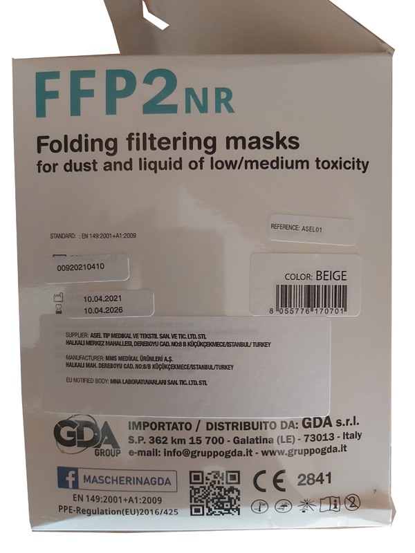 ASEL01 MASCHERA FFP2 BEI 10PZ